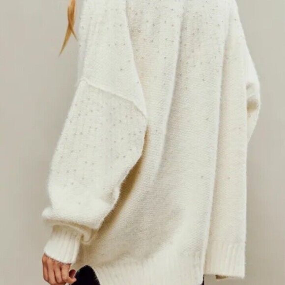 Free People Ivory Chart The Stars Sweater size Large NWT - Picture 2 of 13